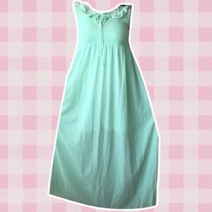 Vintage Cottagecore Fairycore Mint Ruffle Floral Collar Nightgown Size Medium